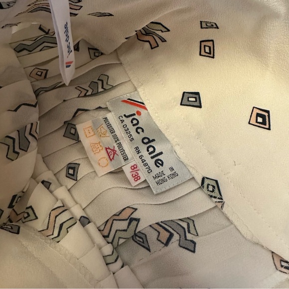 VTG 80s Retro Pastel Abstract Accordion Pleated Midi Maxi Skirt and Shirt Set - Picture 15 of 15